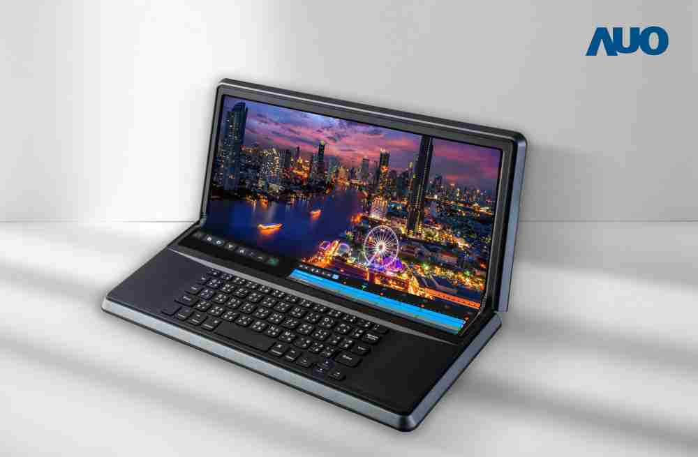 至成国际14.6吋Micro LED折迭显示屏幕，，，搭配半径4mm的弯折绞炼，，，，以及高画素、、高亮度、、、高对比度的显示技术特点，，，，即便在大视角下仍保有绝佳色相与亮度